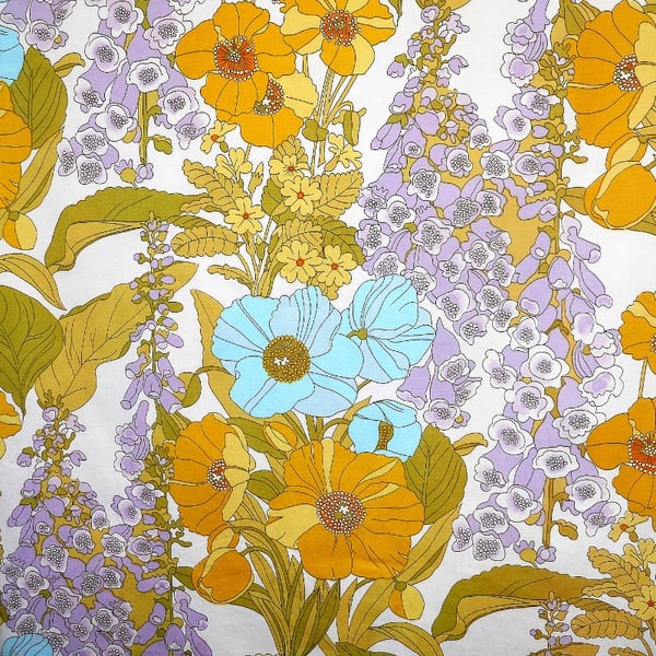 RETRO Wildflower Foxglove  70s REDCAR Osman Vintage Fabric Lampshade option 