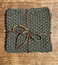 Handmade reusable dishcloth or facecloth made from recycled cotton - Dark Green