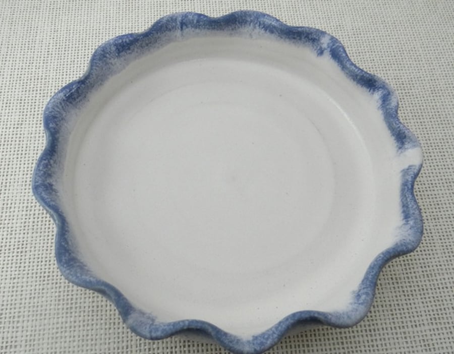 Ceramic baking dish with scalloped rim - handmade pottery