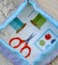 Small Quilted storage box featuring Sewing theme and purple fabric - Image 3