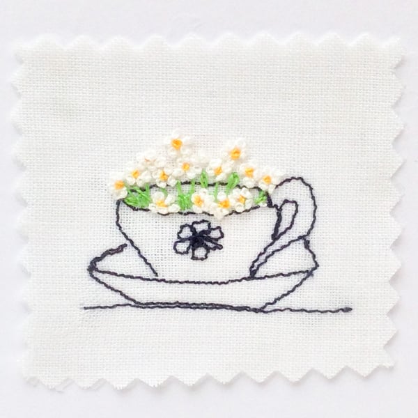 Embroidered Card Teacup.