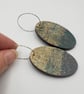 Dark green and antique gold printed oval shaped earrings - Image 2