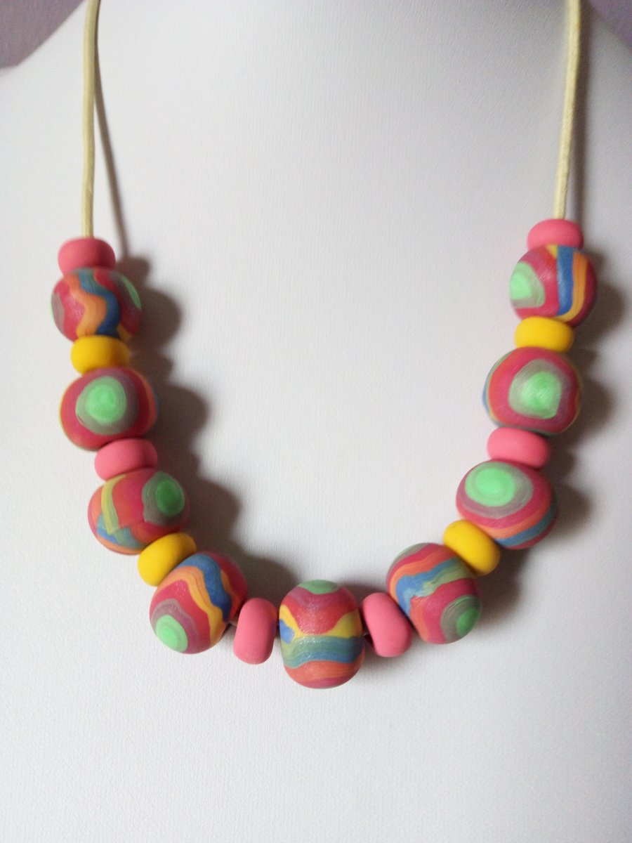 POLYMER CLAY NECKLACE - HOLIDAY NECKLACE - FREE UK SHIPPING 