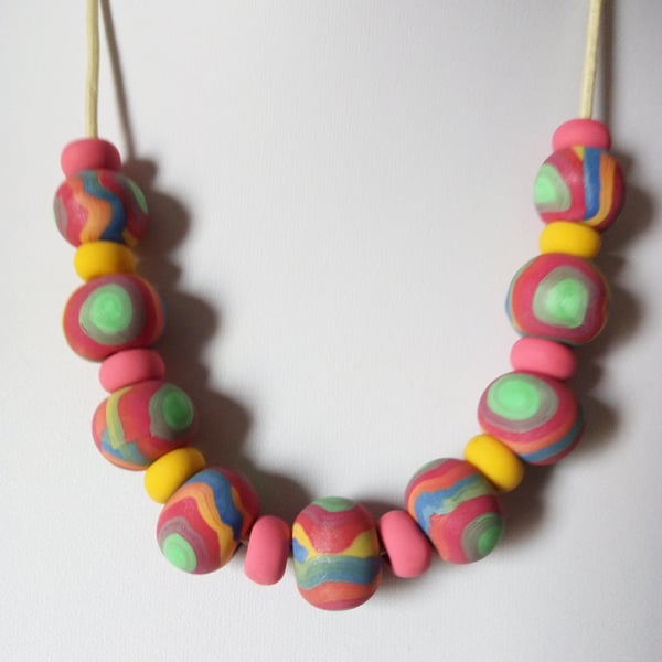 POLYMER CLAY NECKLACE - HOLIDAY NECKLACE - FREE UK SHIPPING 