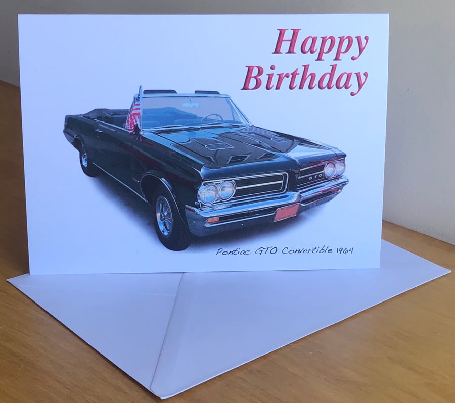 Pontiac GTO Convertible 1964 - Birthday, Anniversary, Retirement or Plain Card
