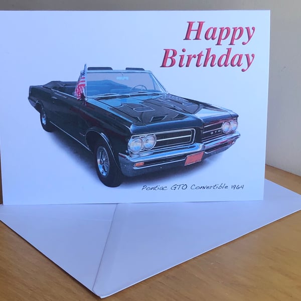 Pontiac GTO Convertible 1964 - Birthday, Anniversary, Retirement or Plain Card