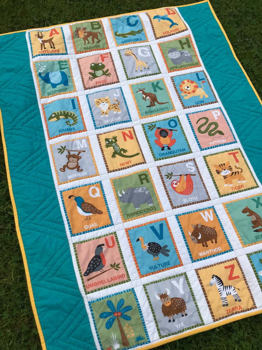 Cot quilt Animal Alphabet Folksy