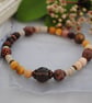Mookaite, smoky quartz, poppy jasper stretch bracelet - Image 1