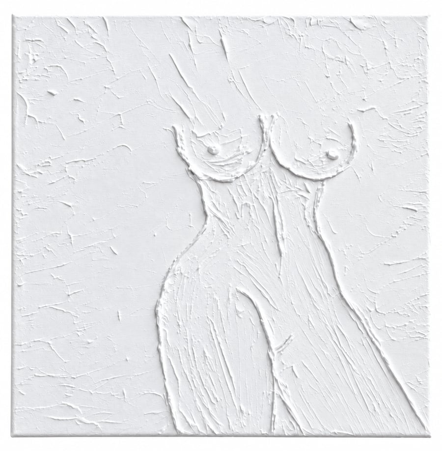 In her form - original figurative textured art 30 x 30 cm canvas painting 