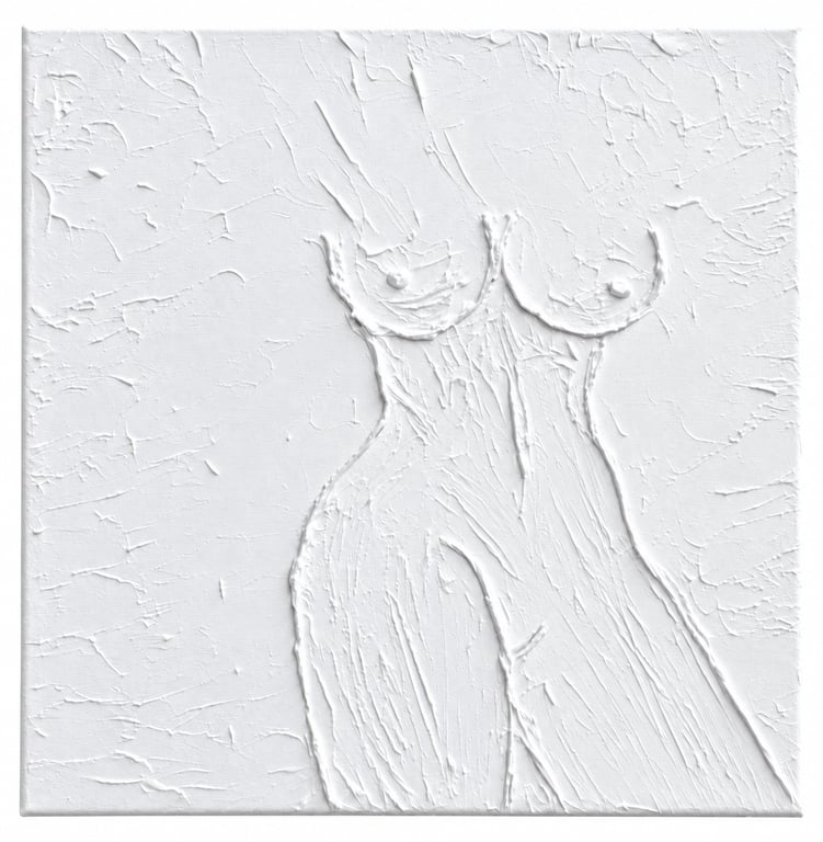 In her form - original figurative textured art 30 x 30 cm canvas painting 