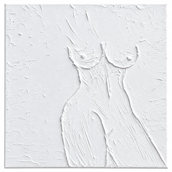 In her form - original figurative textured art 30 x 30 cm canvas painting 