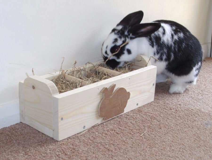 Wooden Rabbit Hay Feeder Folksy
