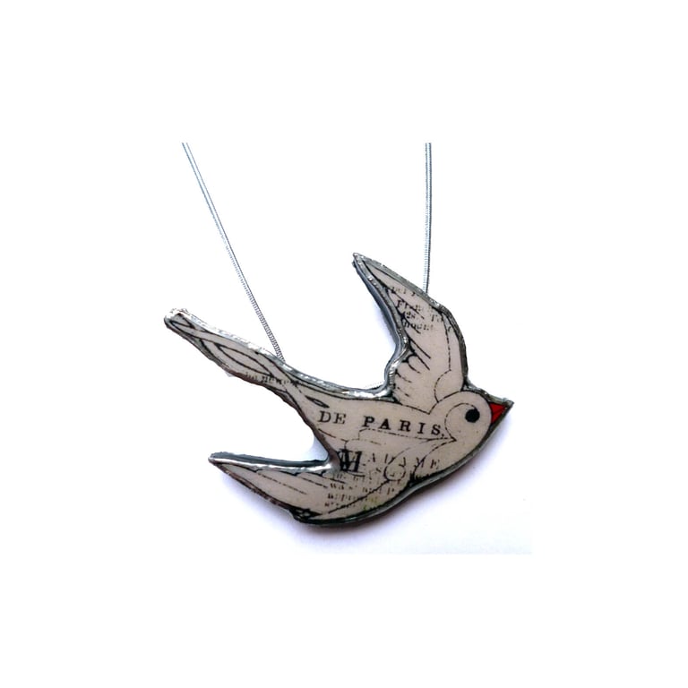 Smaller Swallow Bird Literary inspired French Paris Necklace by EllyMental