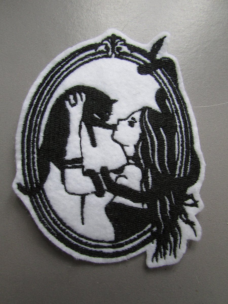 Cameo girl with cat and snake Embroidered Sew on Applique Patch