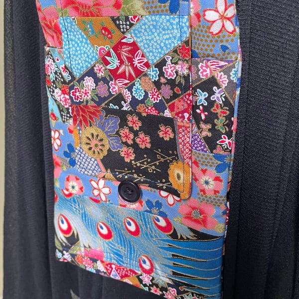 Mini Crossbody Bag - Blue Japanese Fabric Patchwork