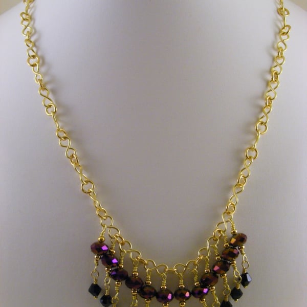 Purple Iris Crystal Necklace