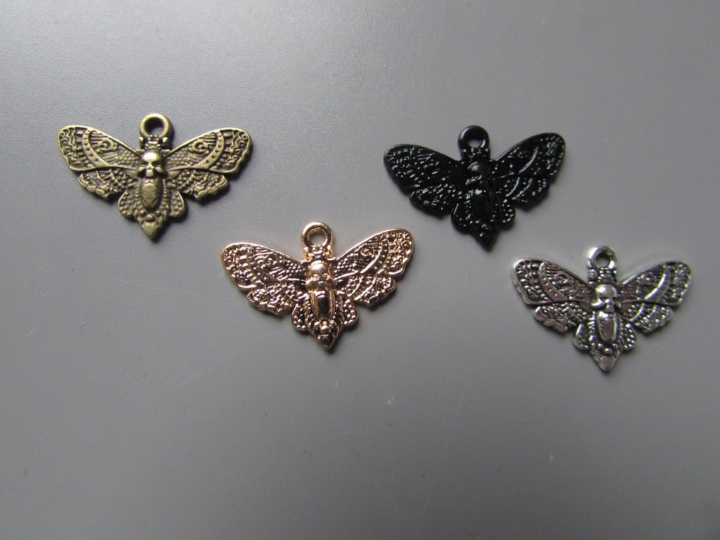 Moth Tibetan silver connector Jewellery Charm X 2 LARP Steampunk