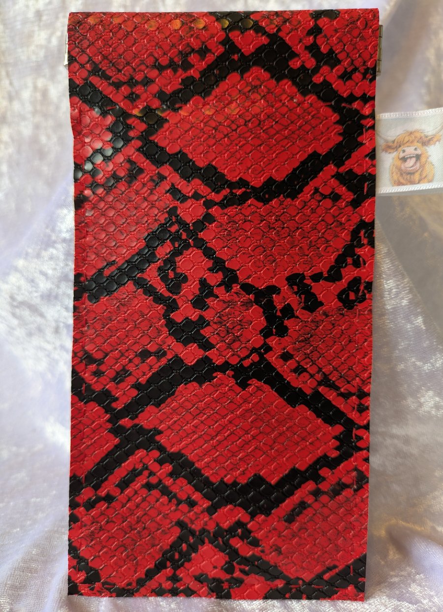 Red snake skin (effect) glasses case