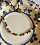 Dainty pearl and tiger's eye necklace 