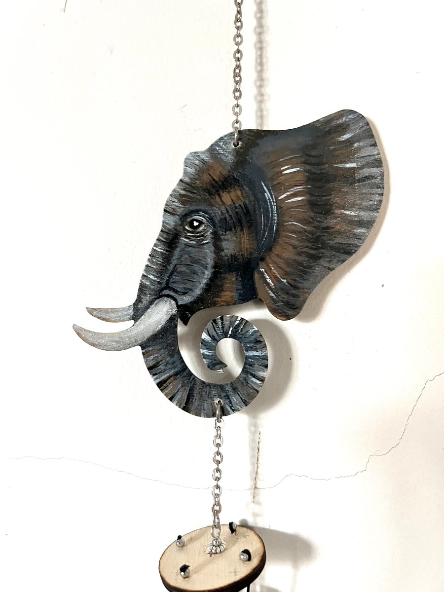 Elephant wind chime, hand painted. Aluminium chimes 