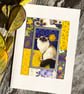 Cat card, siamese cat, blank handmade card for cat lover, card to frame