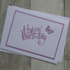 Swirl Frame With Lilac Happy Birthday and Butterfly - Birthday Card