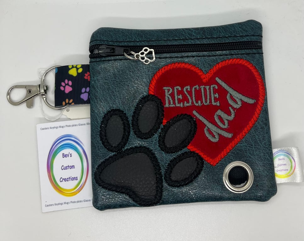 Rescue Dad, Embroidered Poo bag dispenser.  