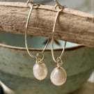 Silver hoop pearl earrings 