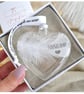 Husband Memorial Feather Bauble, In Memory of Husband, Heart Glass Christmas Orn - Image 1