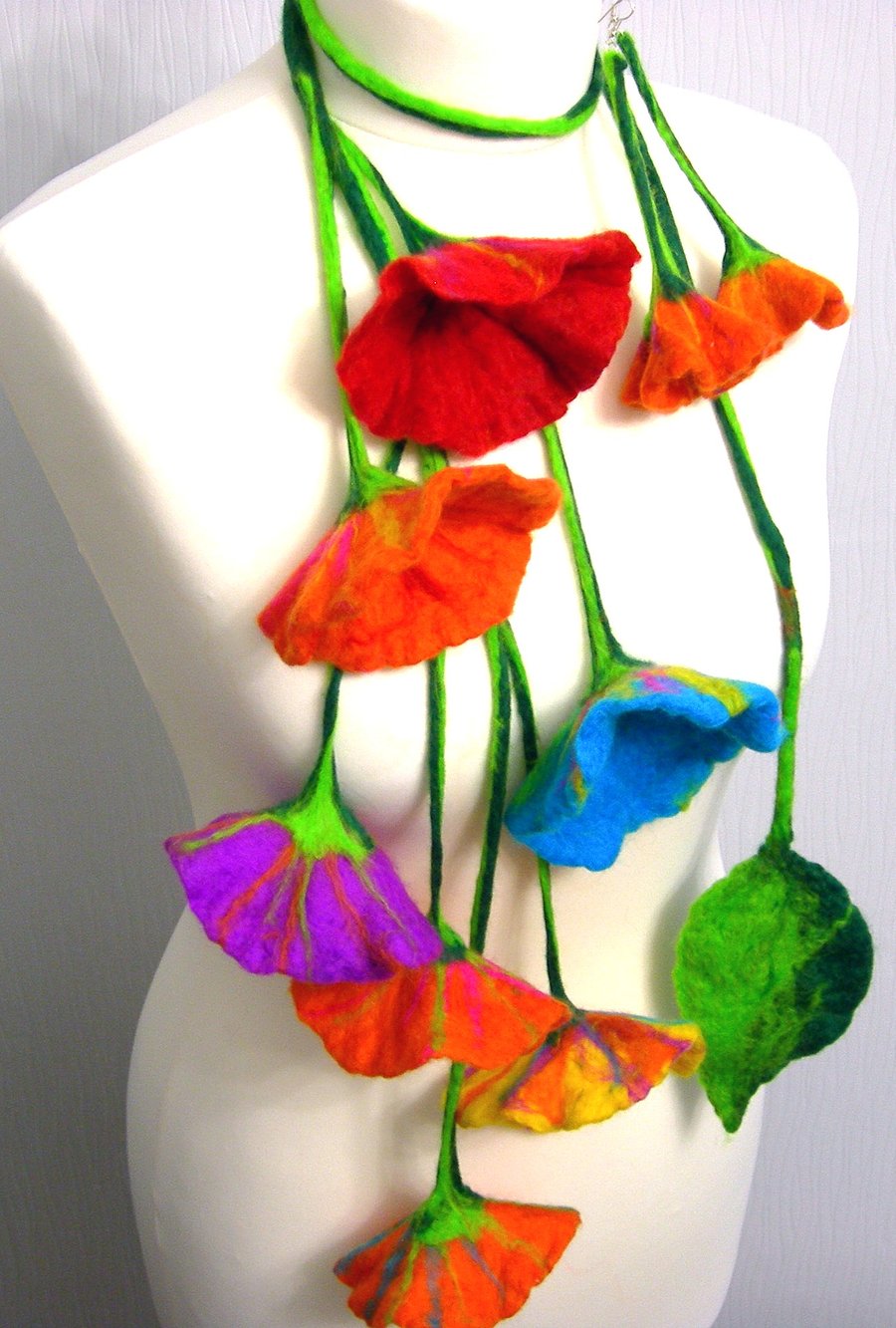 Hand Felted, Wool Jewelry felted NECKLACE and earings  -100% WOOL MERINO