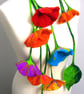 Hand Felted, Wool Jewelry felted NECKLACE and earings  -100% WOOL MERINO