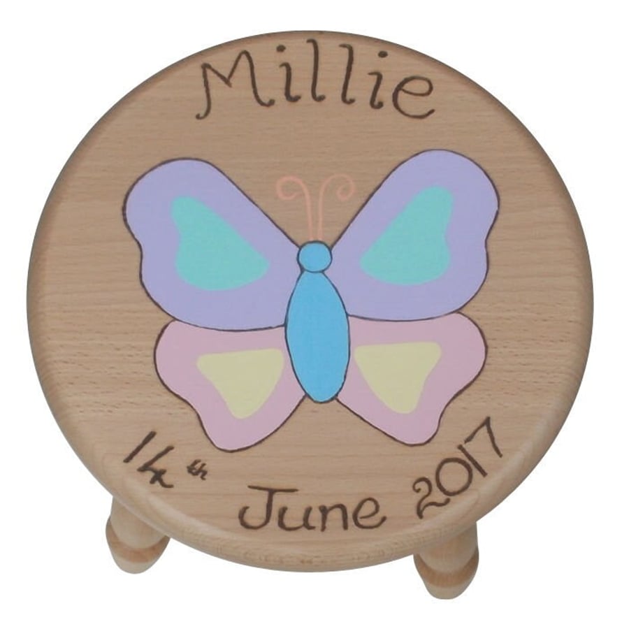 Personalised Child's Wooden Stool for Girls