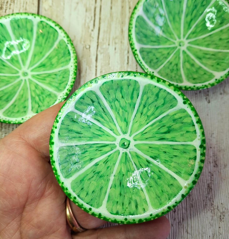 Lime half, mini trinket dish,  Fruit themed lemon ring dish 