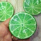 Lime half, mini trinket dish,  Fruit themed lemon ring dish 