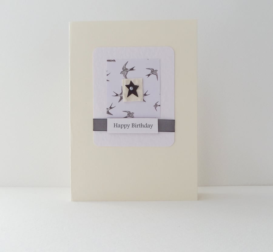 Swallows Birthday Card, Monochrome unisex