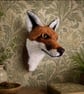 Lifesize needle felted faux fox wall mount - Follyfoot