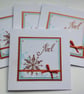 CHRISTMAS  CARDS ( pack of 4 ) 'Noel'. Snowflakes. Copper, blue.  - Image 4