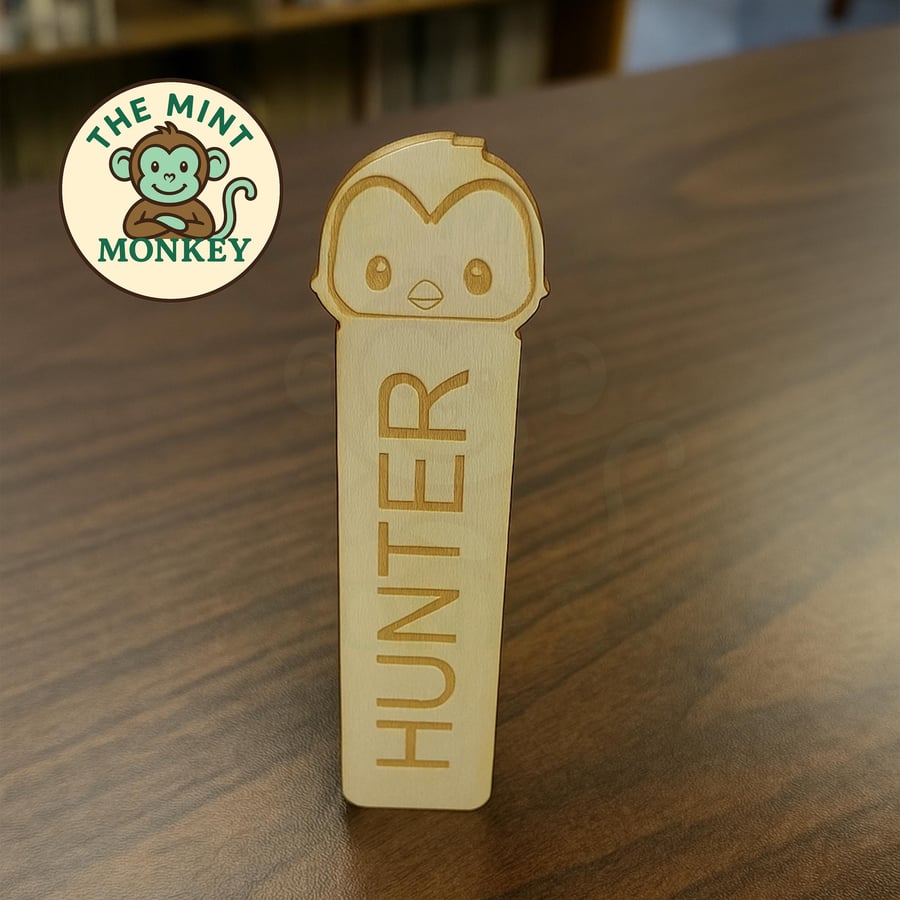 Personalised Penguin Bookmark Custom Engraved Name Gift for Book & Penguin Lover