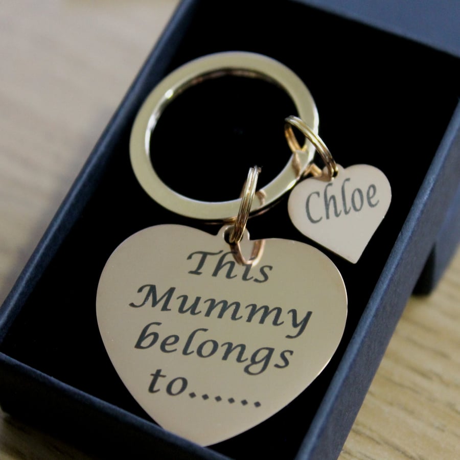 This Mum Mummy Nana Belongs To...Personalised Rose Gold Keyring Engraved Gifts