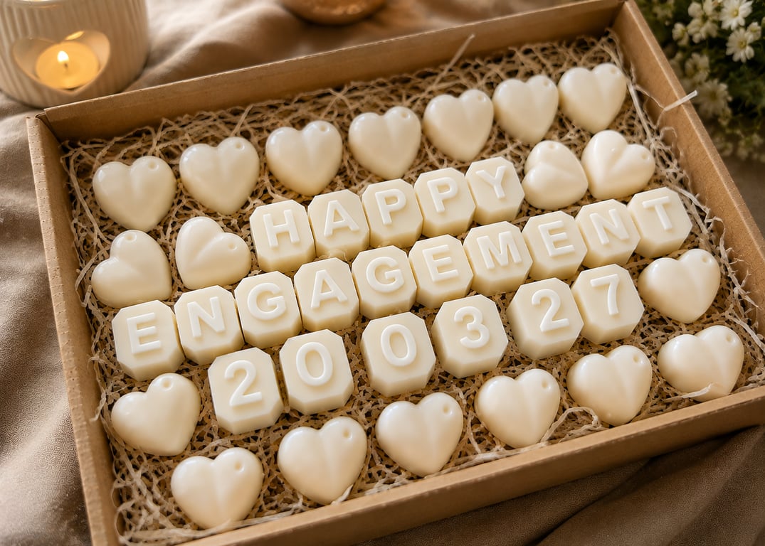 Happy Engagement Wax Melt Gift Box, Personalised Engagement Gift, Vegan Wax Melt