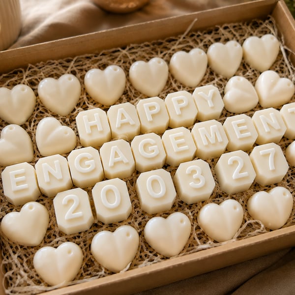Happy Engagement Wax Melt Gift Box, Personalised Engagement Gift, Vegan Wax Melt