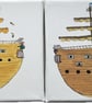 Cartoon Pirate Ship and Navy Ship Set - Image 1