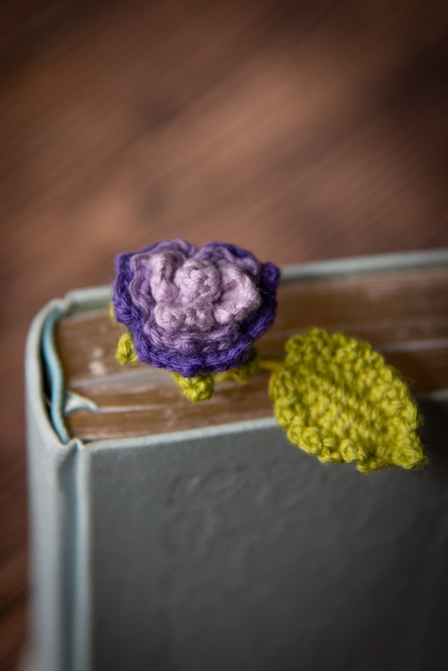 Purple Rose Crochet Bookmark 