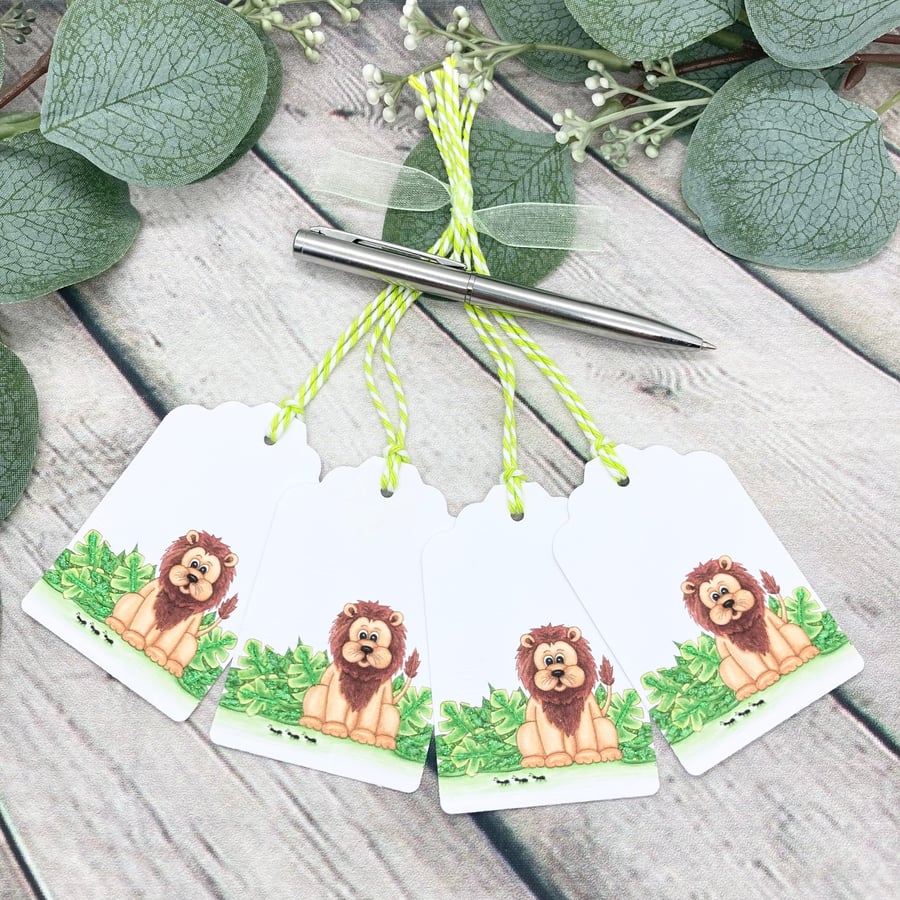 Cute Lion Gift Tags - set of 4 tags - Leo Lion Birthday Gift Tags
