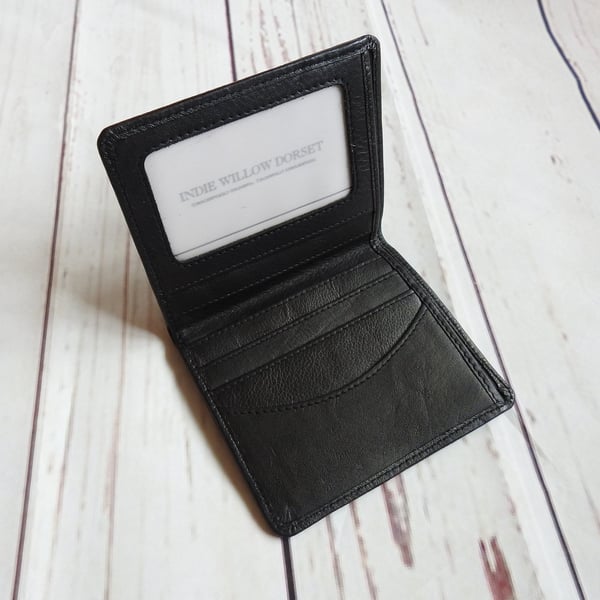 Black Leather Billfold Wallet, Real Leather Black Wallet, Classic Black Wallet