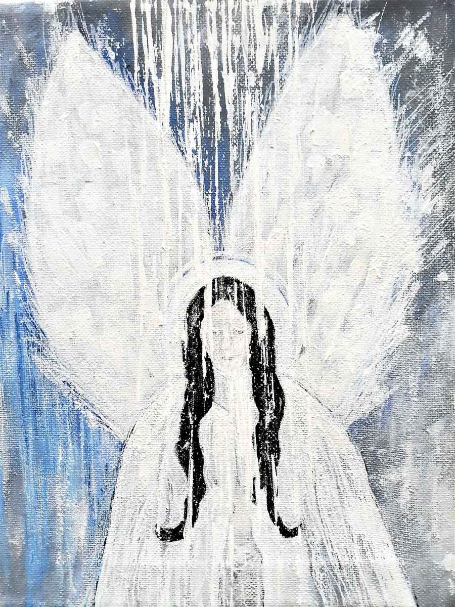 Angel with Large Wings, Small Original Canvas Art