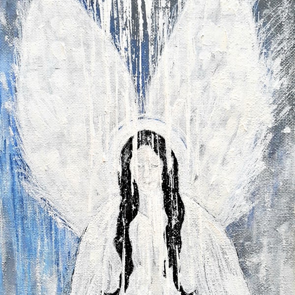 Angel with Large Wings, Small Original Canvas Art