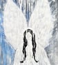 Angel with Large Wings, Small Original Canvas Art - Image 1