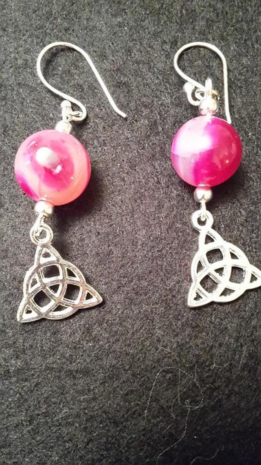 Pink banded agate earrings 