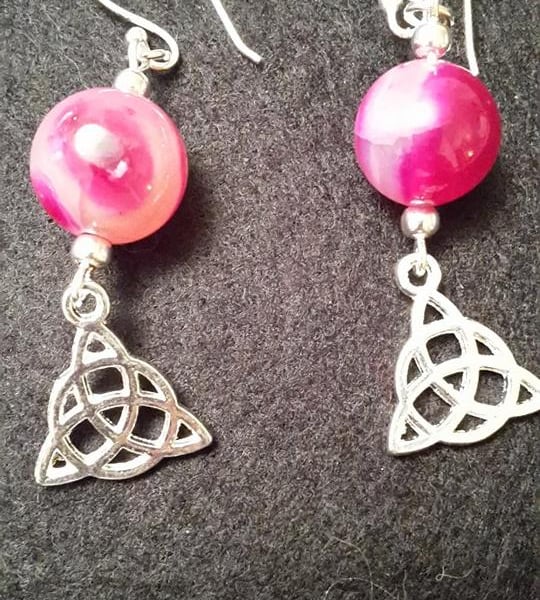 Pink banded agate earrings 